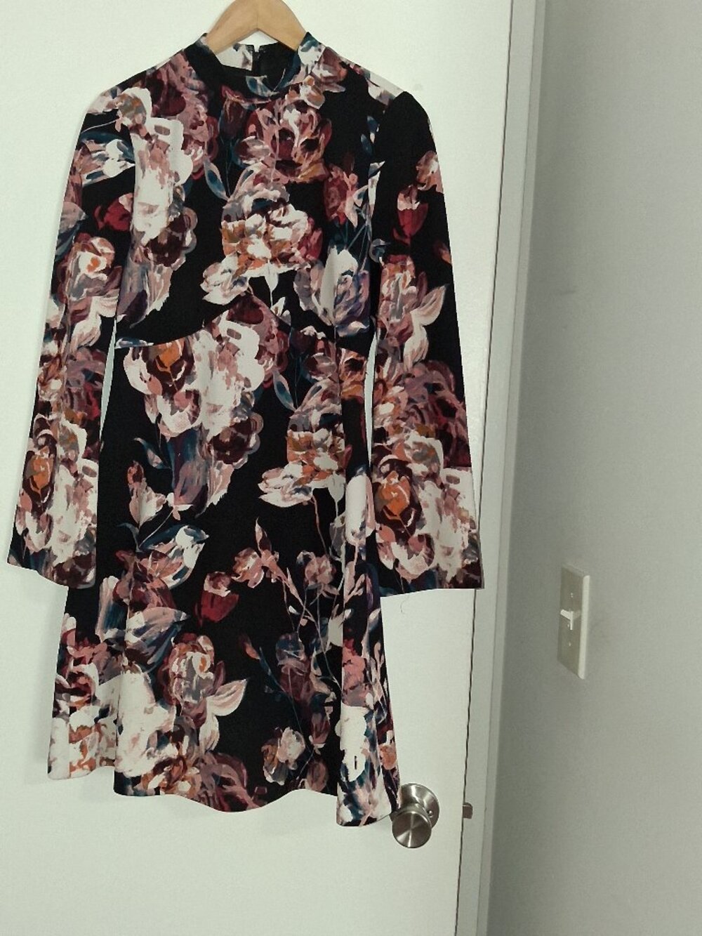 Ivanka Trump Floral Mock Neck Long Sleeve Dress | Size S
